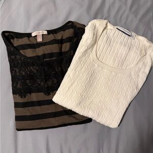 Croft & Barrow Black and Cream Women's Tops